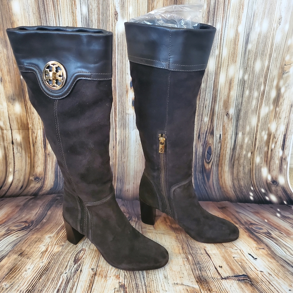 Tory Burch Brown Selma Mid-Heel Logo Boot